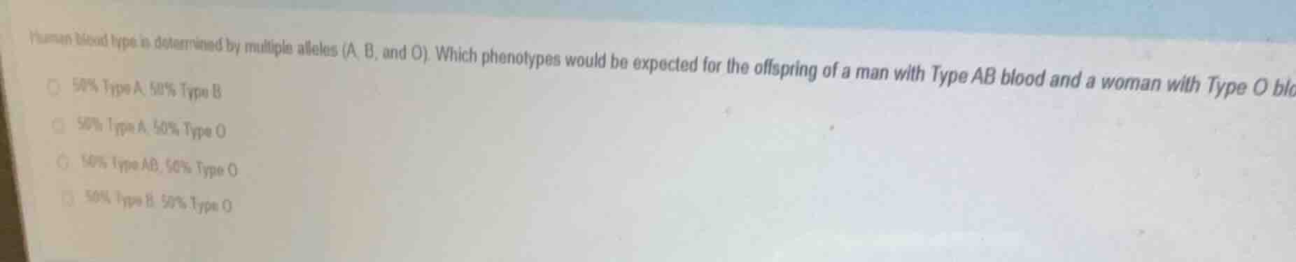 human blood type is determined by multiple alleles (a, b, and o). which…