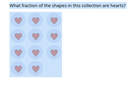 what fraction of the shapes in this collection are hearts?