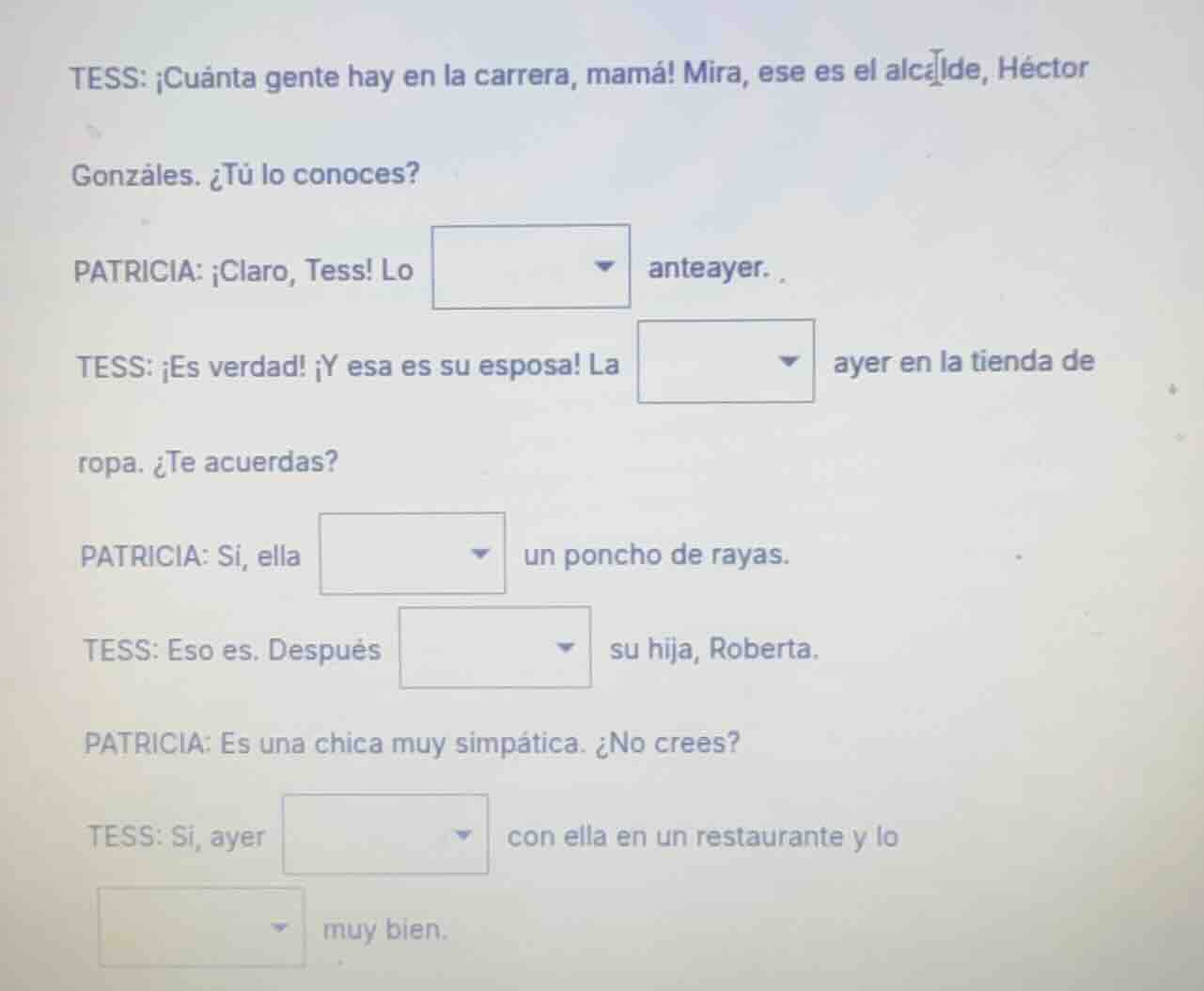 tess: ¡cuánta gente hay en la carrera, mamá! mira, ese es el alcalde, h…