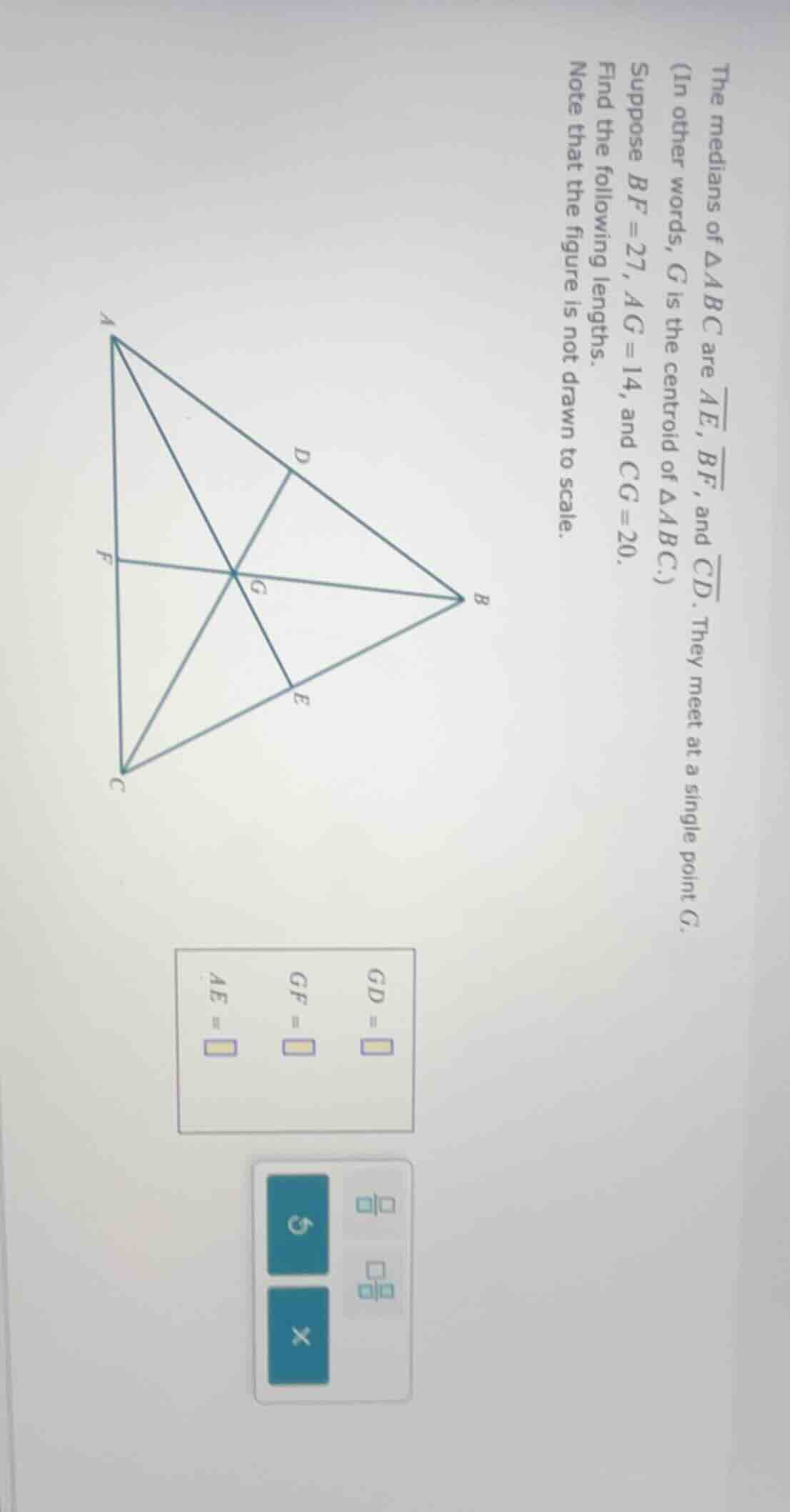 the medians of $\\triangle abc$ are $\\overline{ae}$, $\\overline{bf}$,…