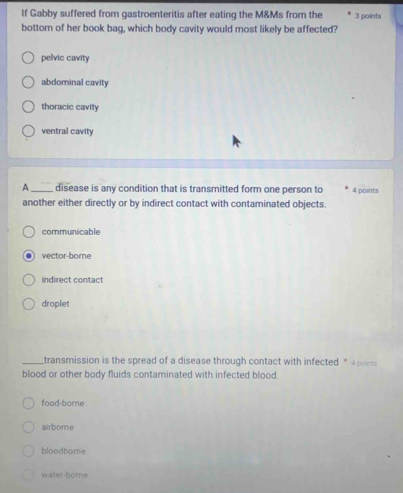 if gabby suffered from gastroenteritis after eating the m&ms from the b…