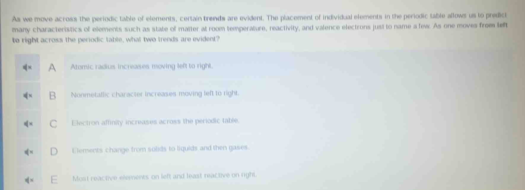 as we move across the periodic table of elements, certain trends are ev…