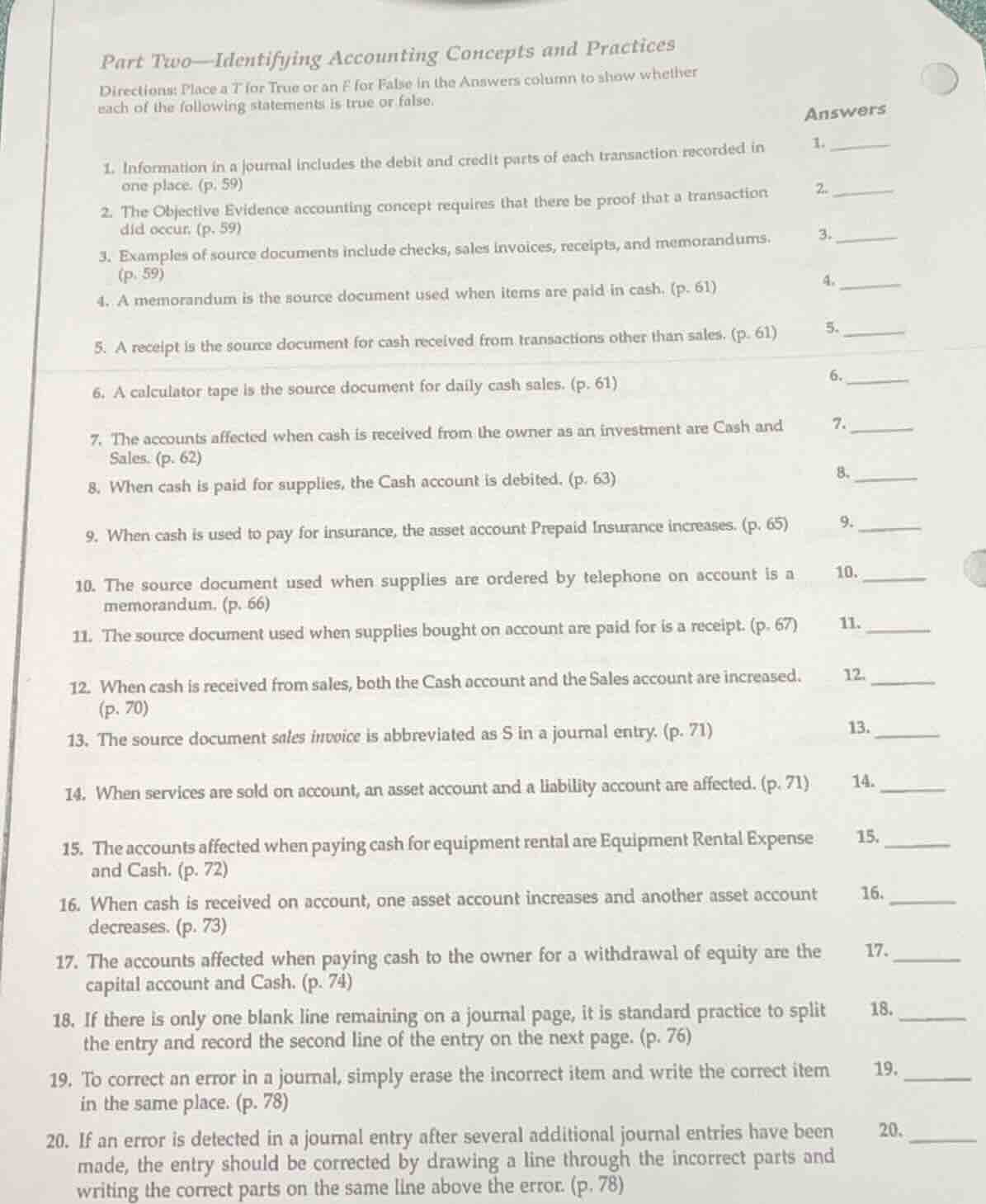 part two—identifying accounting concepts and practices directions: plac…