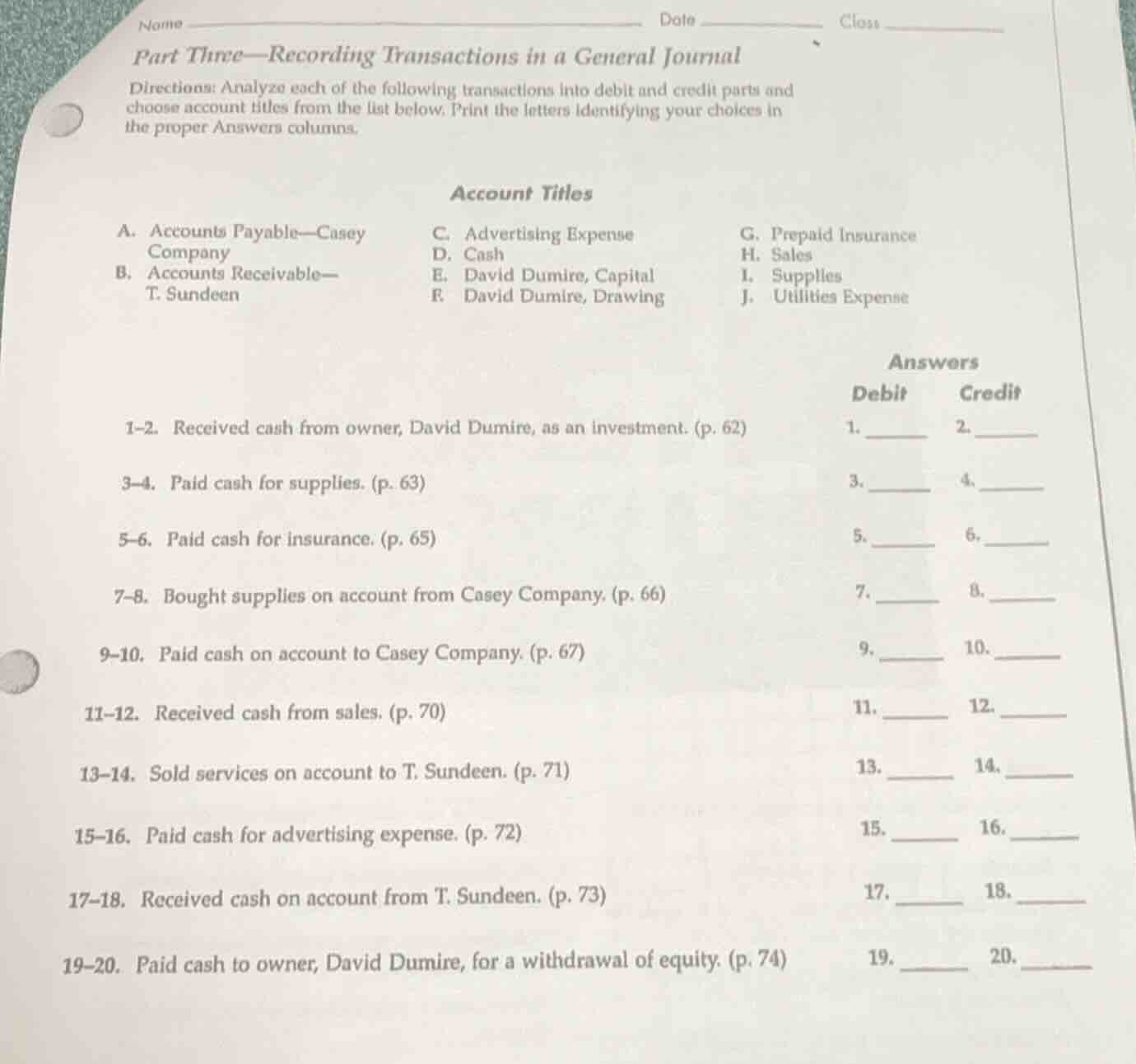 name date class part three—recording transactions in a general journal …