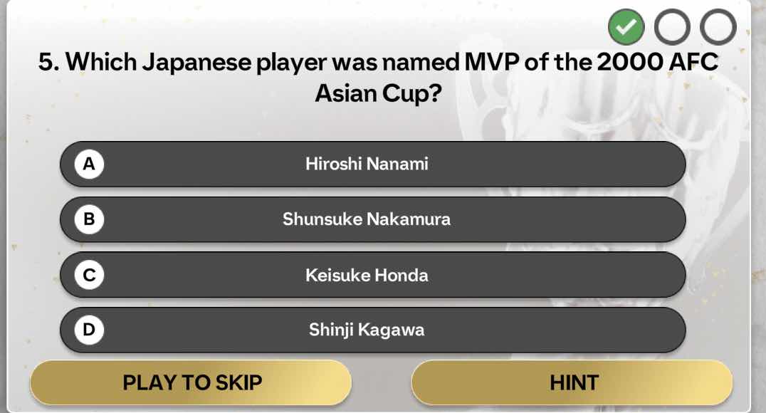 5. which japanese player was named mvp of the 2000 afc asian cup? a hir…