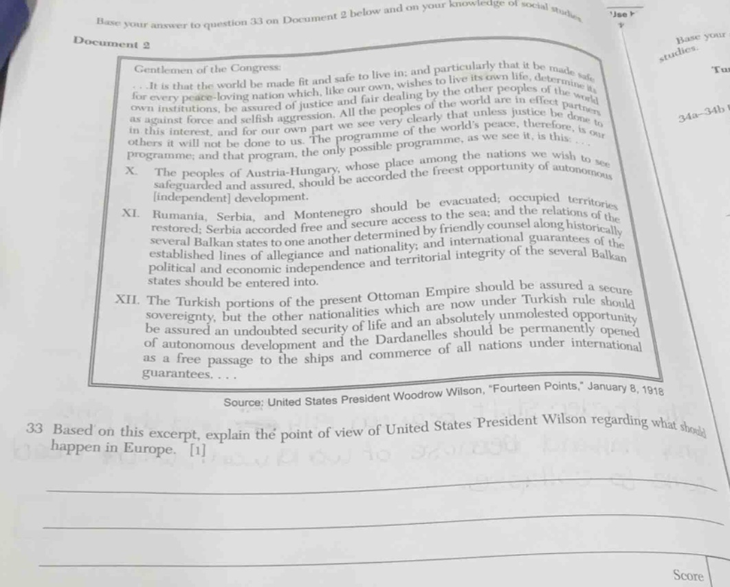 base your answer to question 33 on document 2 below and on your knowled…