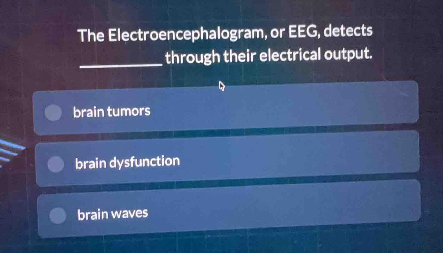 the electroencephalogram, or eeg, detects ______ through their electric…