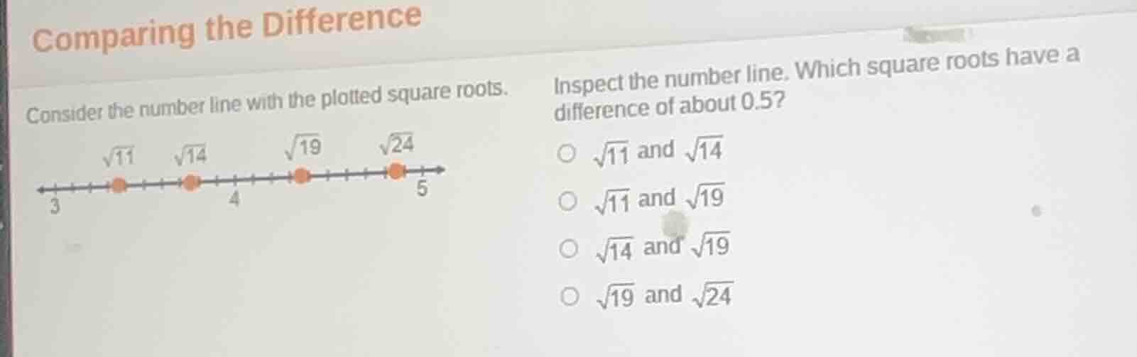 comparing the difference consider the number line with the plotted squa…