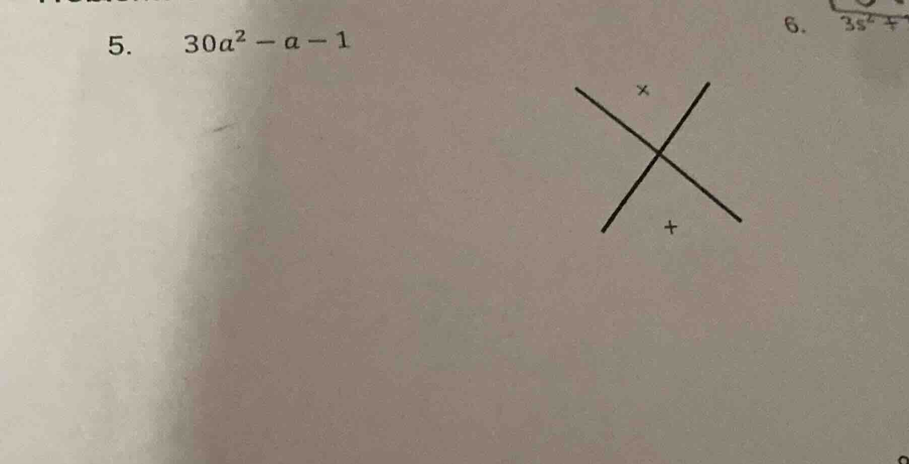 5. $30a^2 - a - 1$