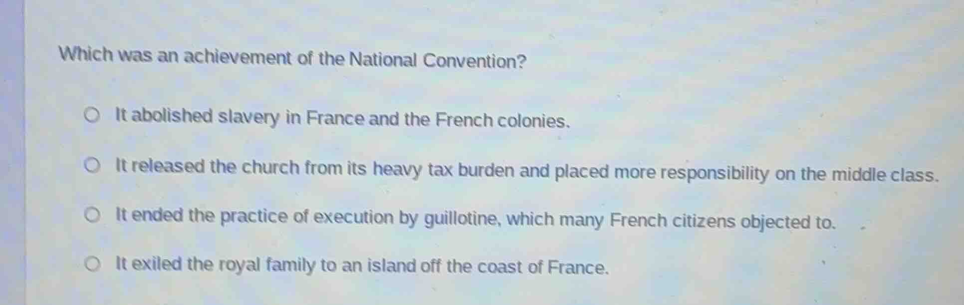 which was an achievement of the national convention? it abolished slave…