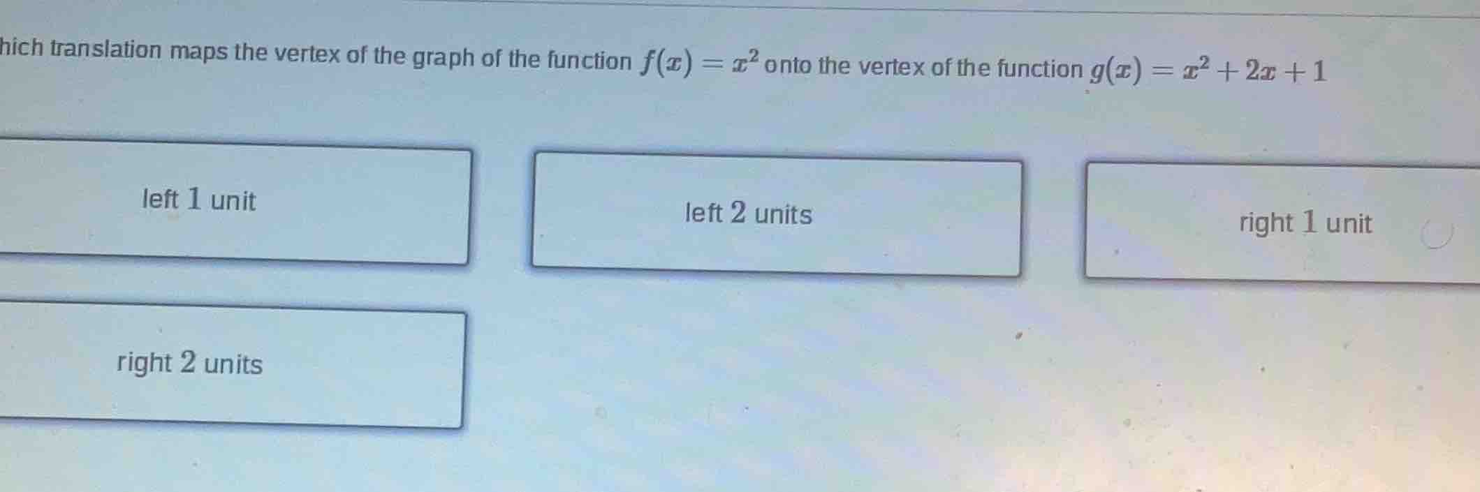hich translation maps the vertex of the graph of the function $f(x)=x^2…