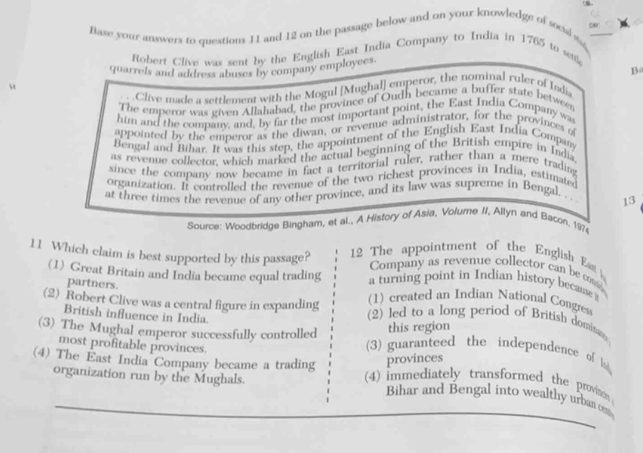 base your answers to questions 11 and 12 on the passage below and on yo…