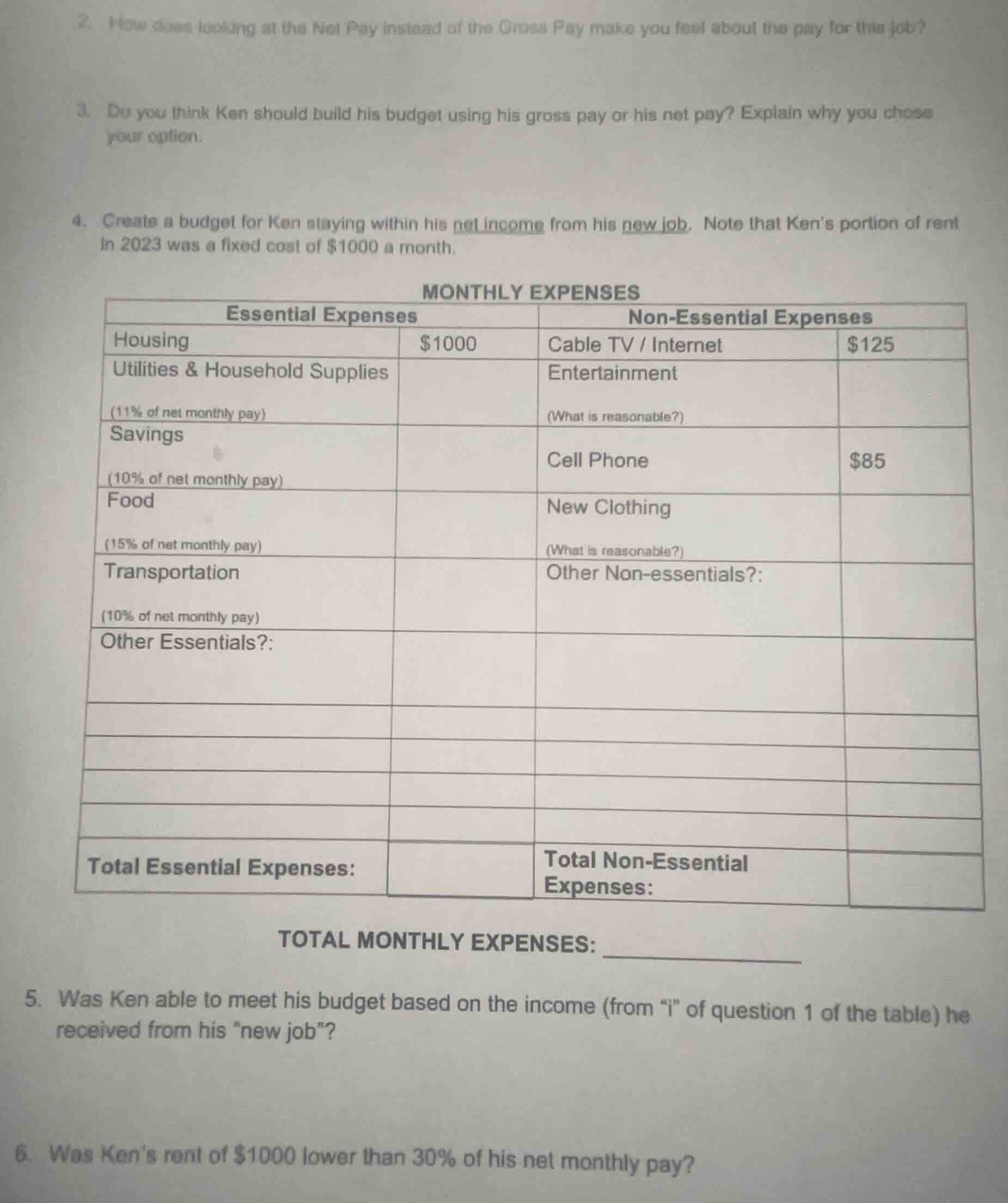 2. how does looking at the net pay instead of the gross pay make you fe…