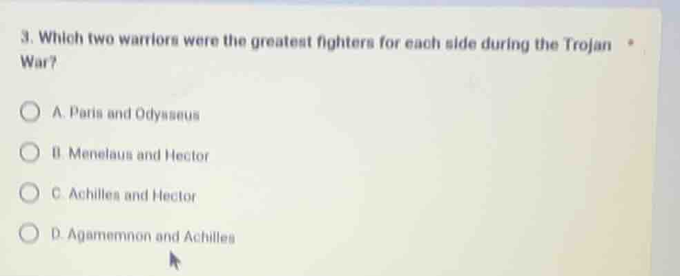 3. which two warriors were the greatest fighters for each side during t…
