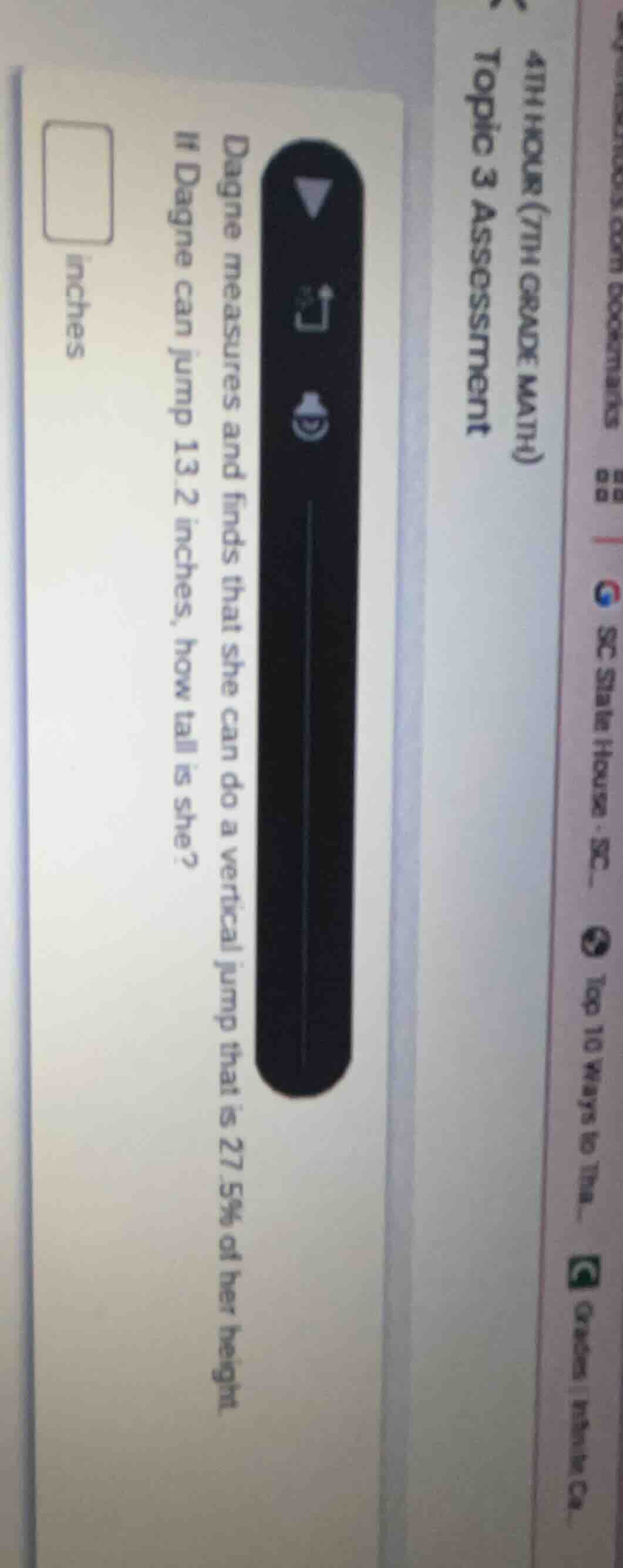 dagne measures and finds that she can do a vertical jump that is 27.5% …