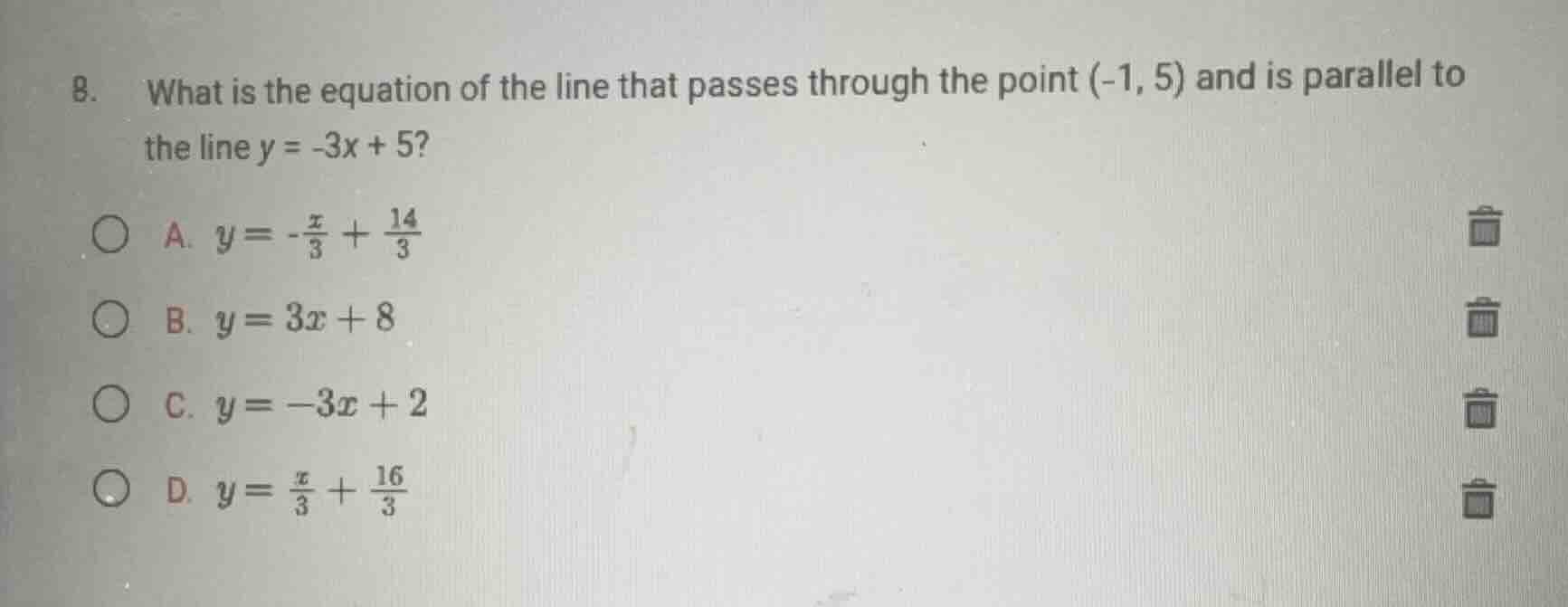 8. what is the equation of the line that passes through the point (-1, …