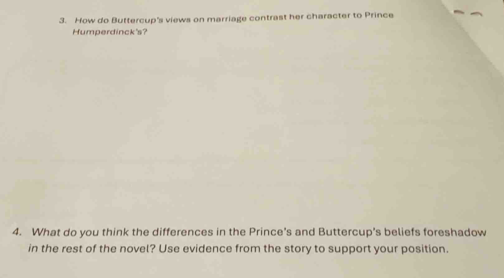 3. how do buttercups views on marriage contrast her character to prince…