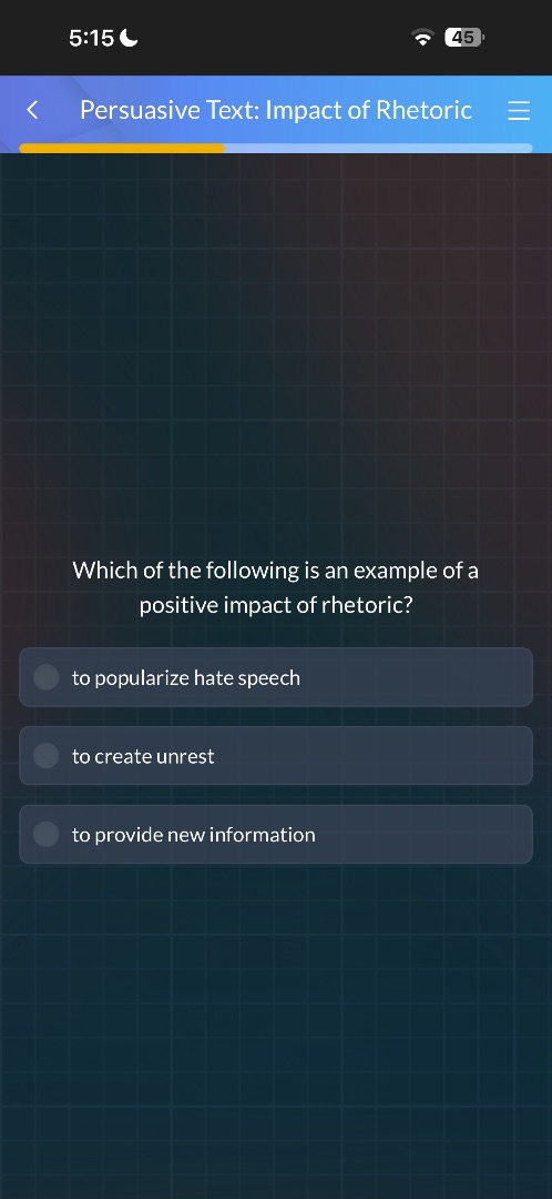 which of the following is an example of a positive impact of rhetoric? …