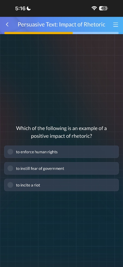 which of the following is an example of a positive impact of rhetoric? …