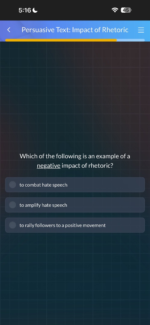 which of the following is an example of a negative impact of rhetoric? …