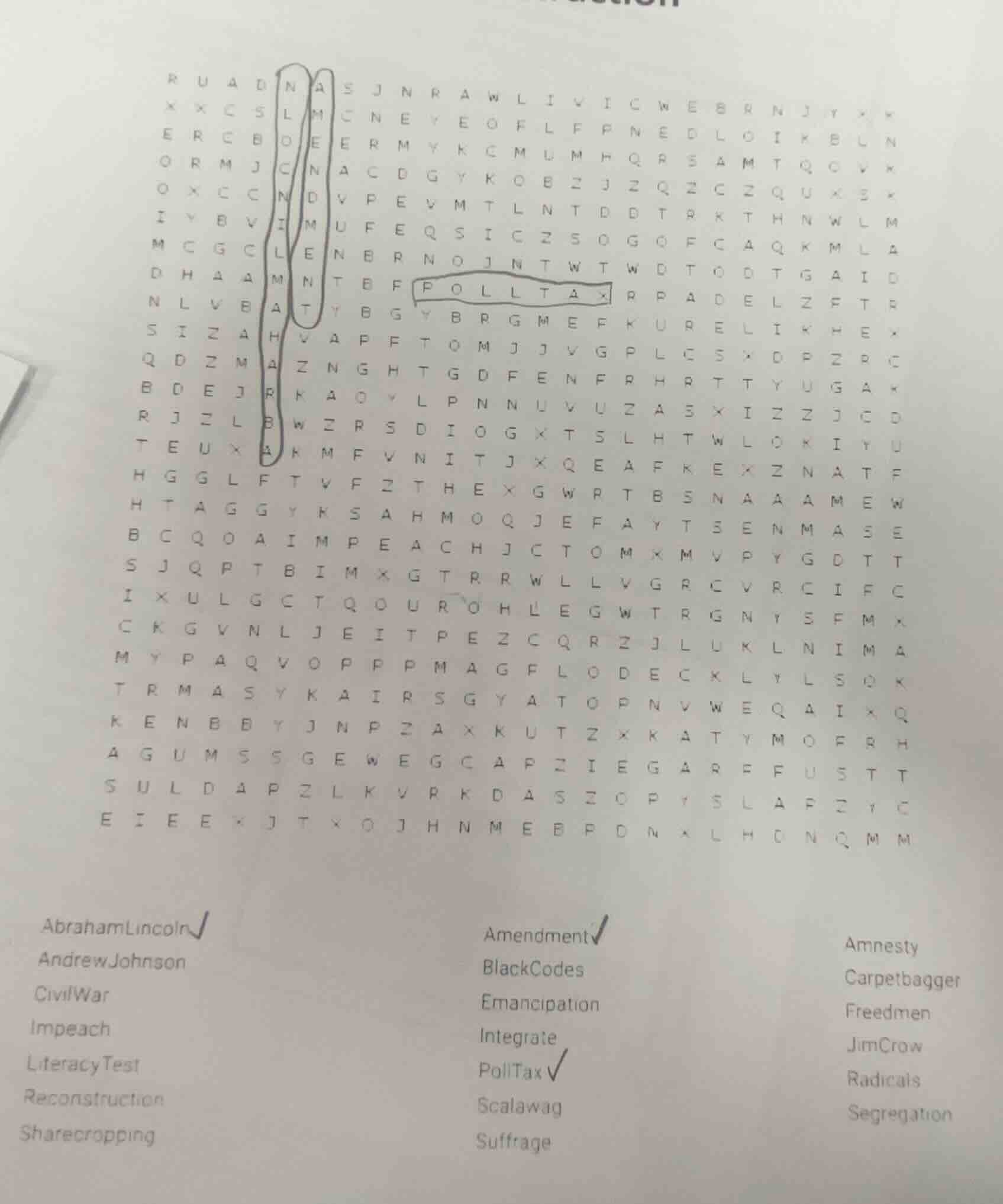 abrahamlincoln andrewjohnson civilwar impeach literacytest reconstructi…