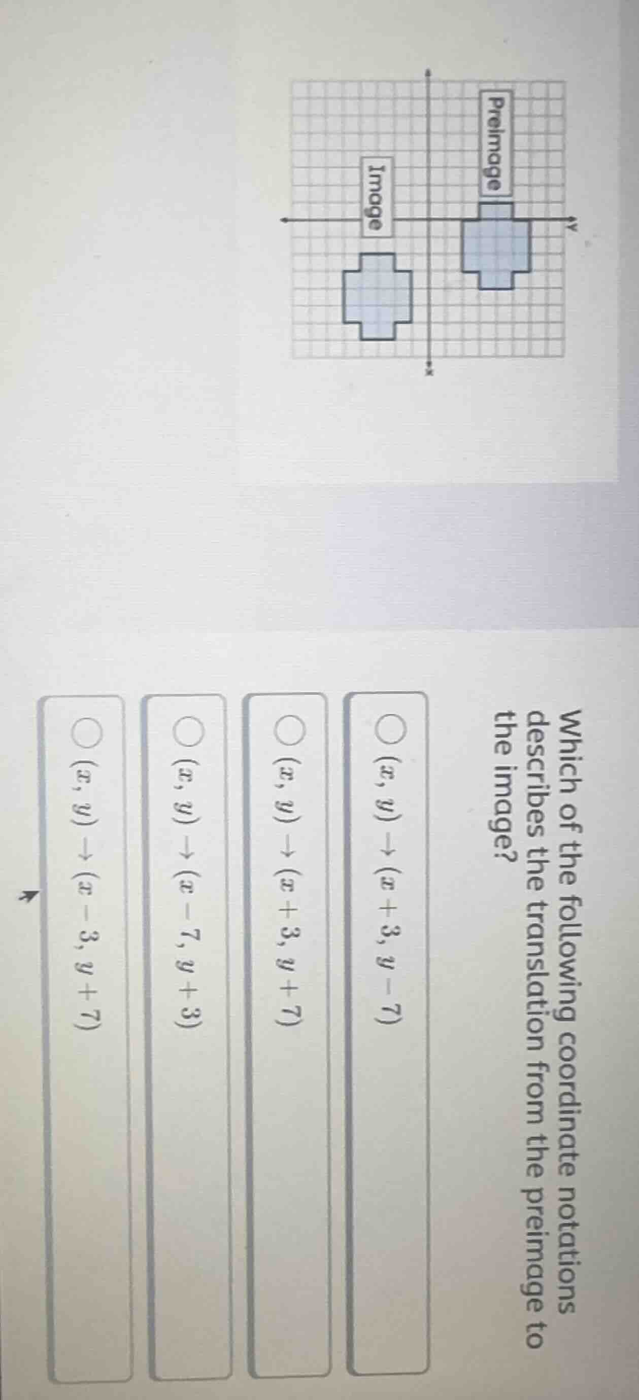 which of the following coordinate notations describes the translation f…