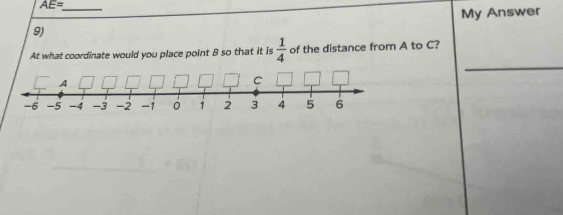9) at what coordinate would you place point b so that it is \\(\\frac{1…