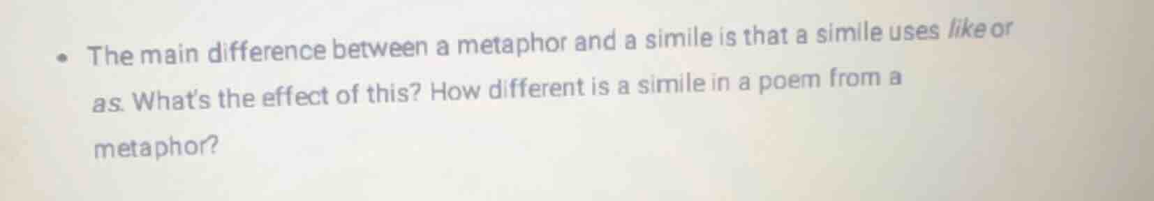 the main difference between a metaphor and a simile is that a simile us…