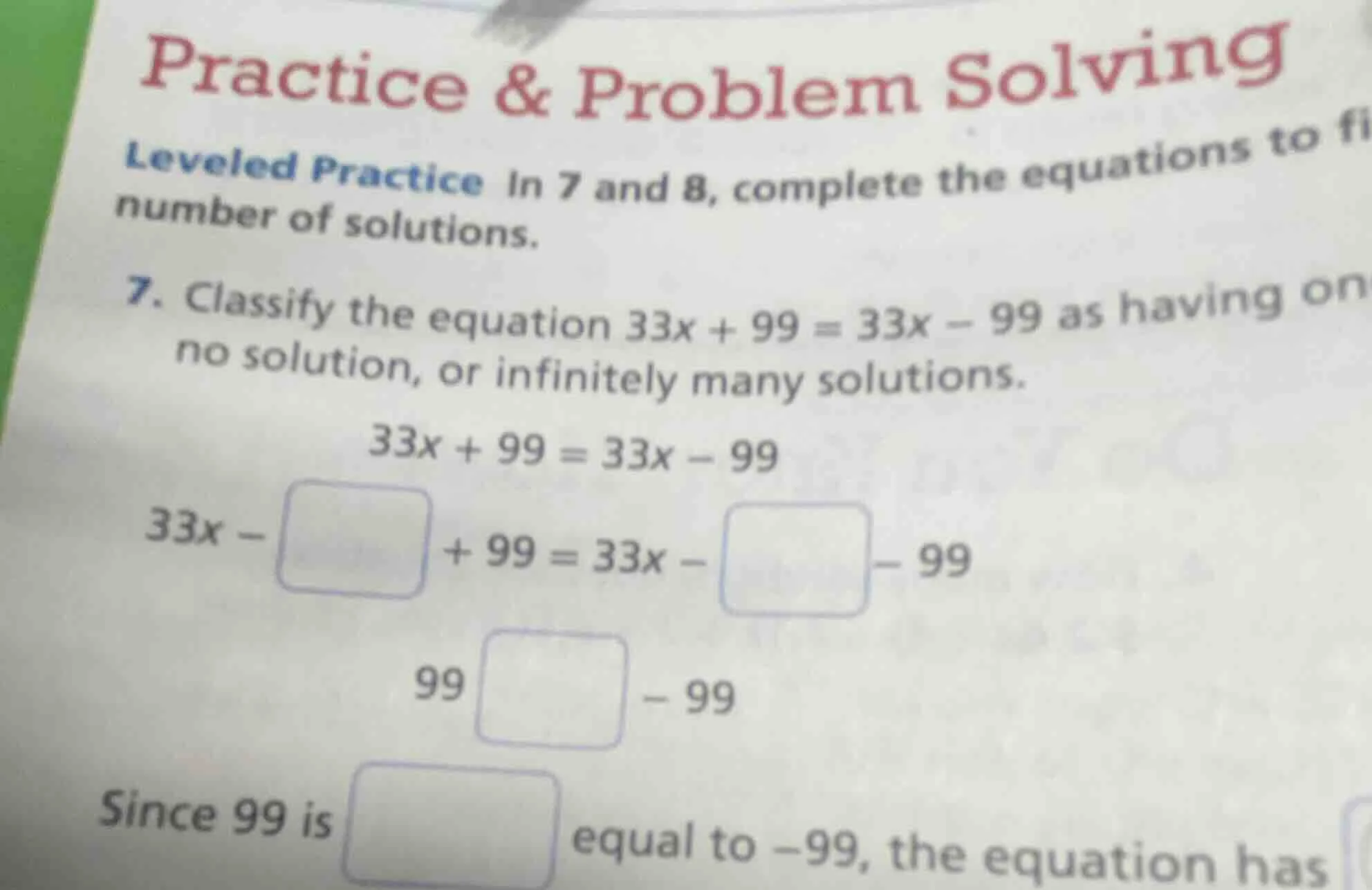 practice & problem solving leveled practice in 7 and 8, complete the eq…