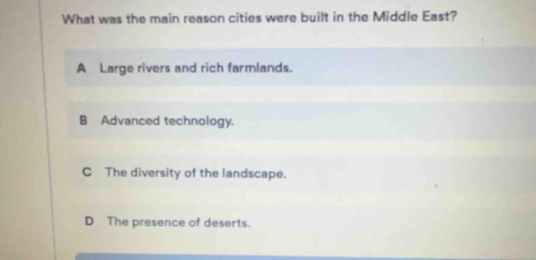 what was the main reason cities were built in the middle east? a large …
