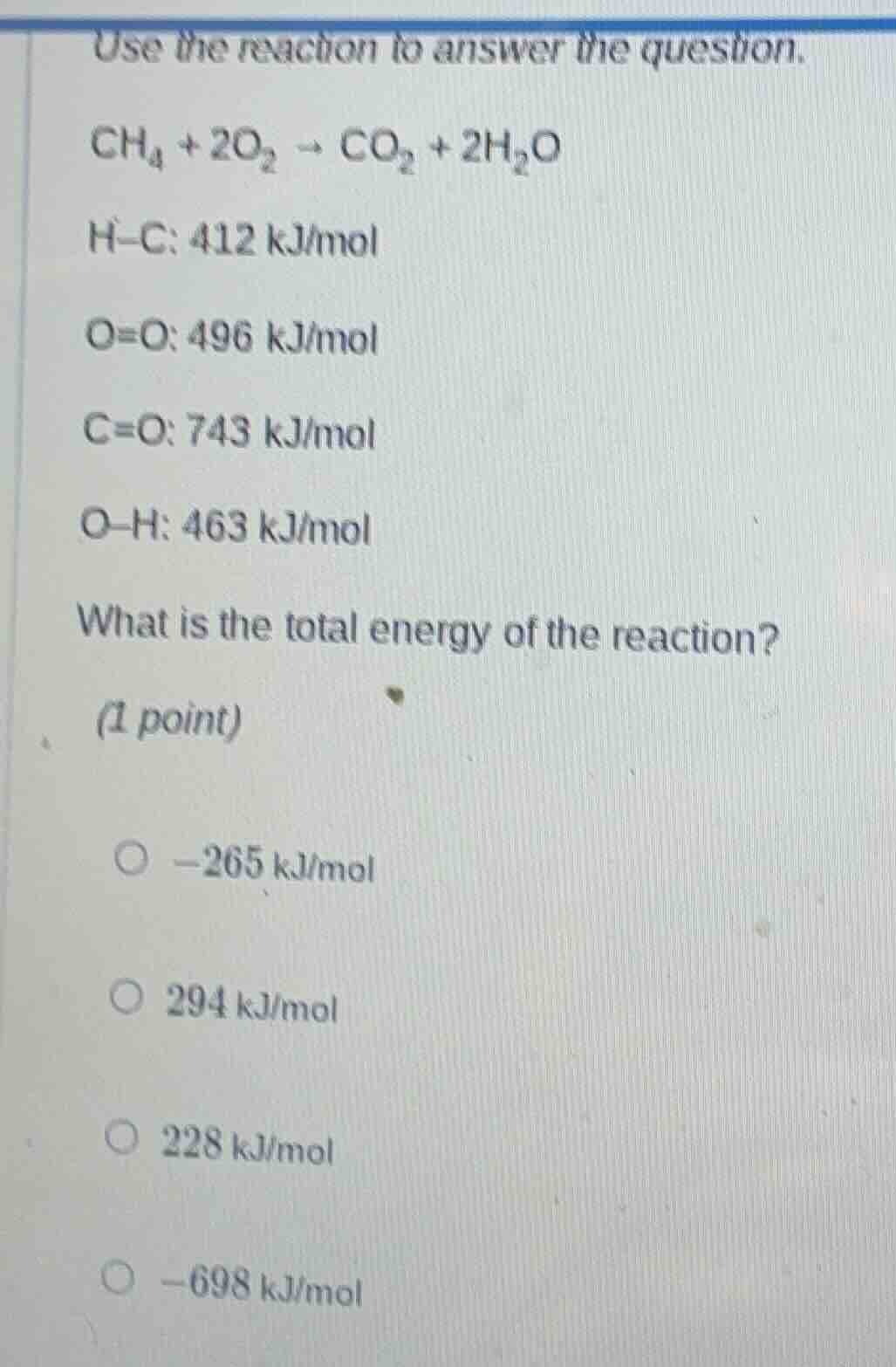 use the reaction to answer the question. $\\ce{ch_{4} + 2o_{2} -> co_{2…