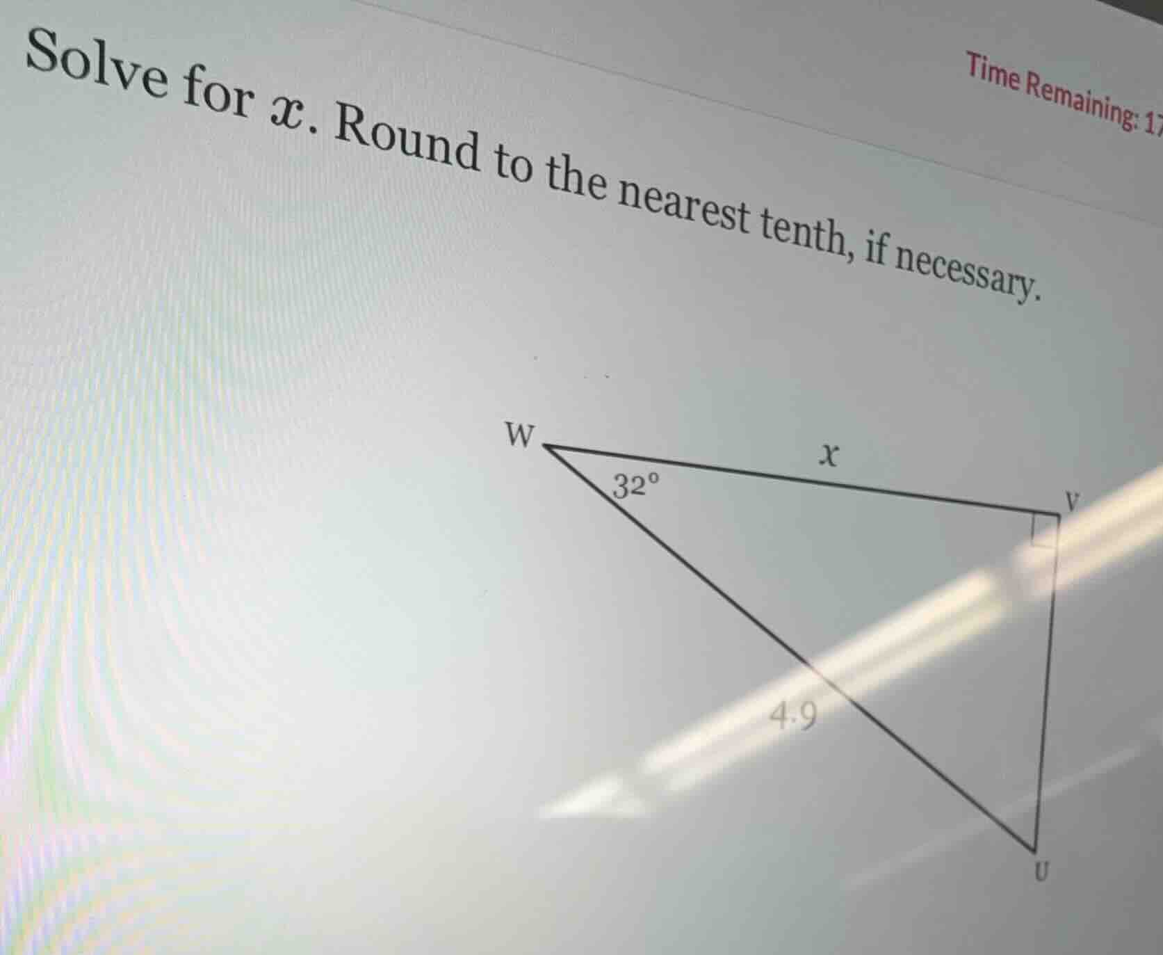 solve for ( x ). round to the nearest tenth, if necessary.