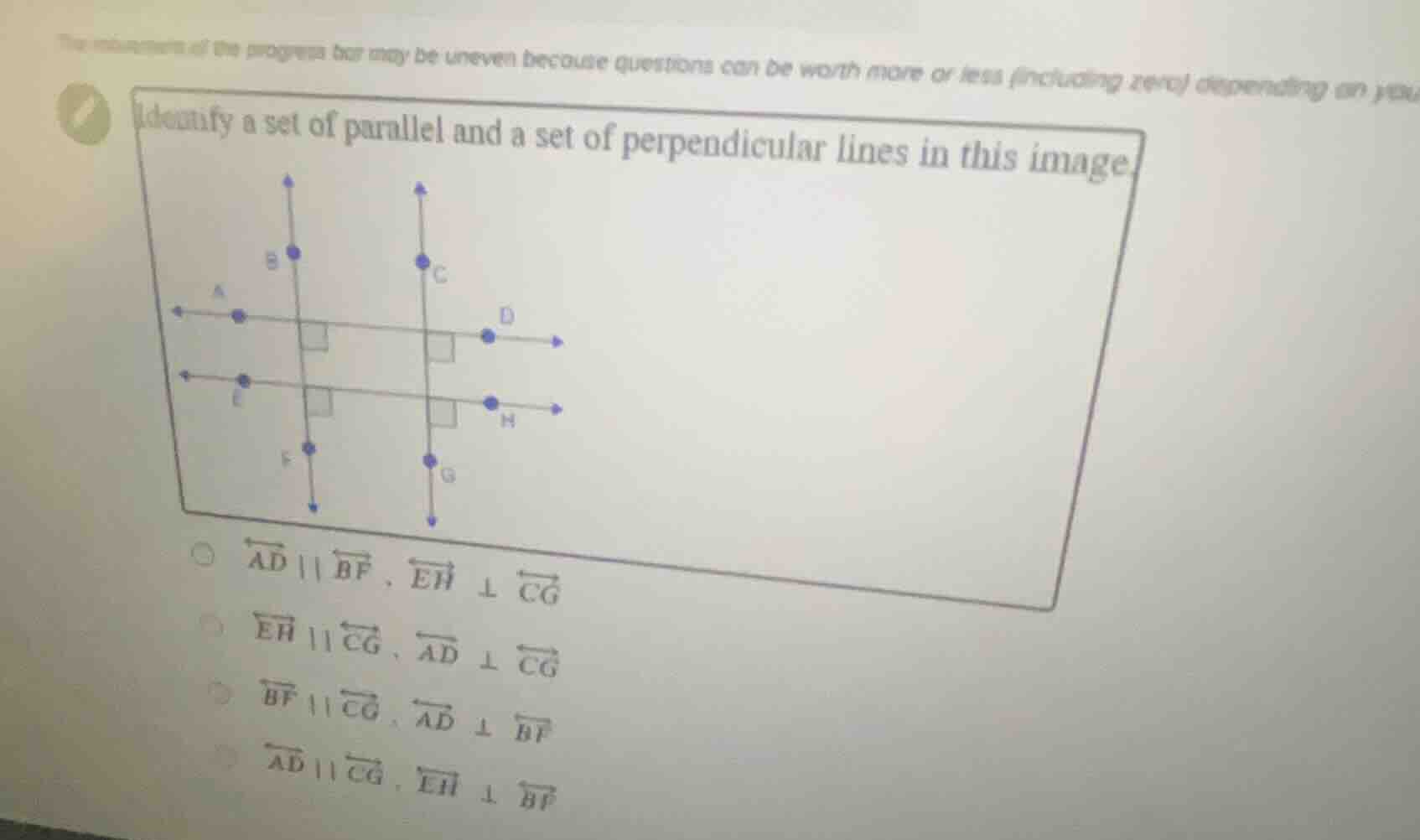 identify a set of parallel and a set of perpendicular lines in this ima…
