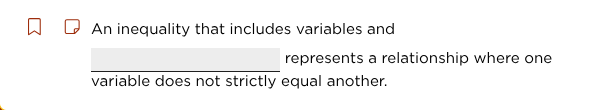 an inequality that includes variables and __________ represents a relat…