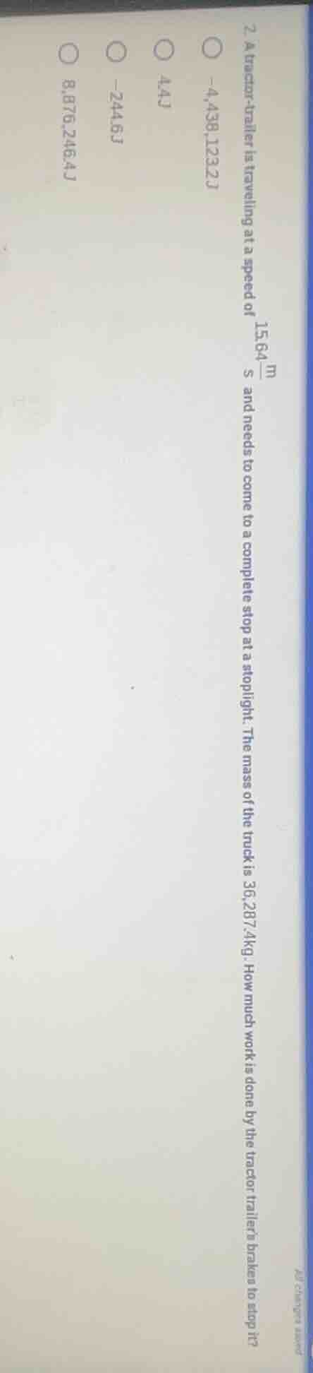 7. a tractor - trailer is traveling at a speed of \\(\frac{15.64mathrm{…