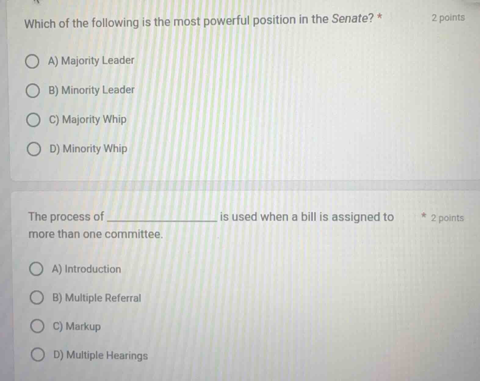 which of the following is the most powerful position in the senate? * a…