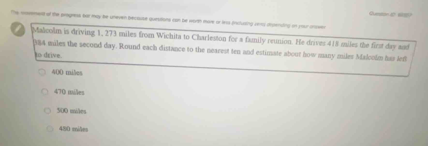 the content of the progress bar may be uneven because questions can be …