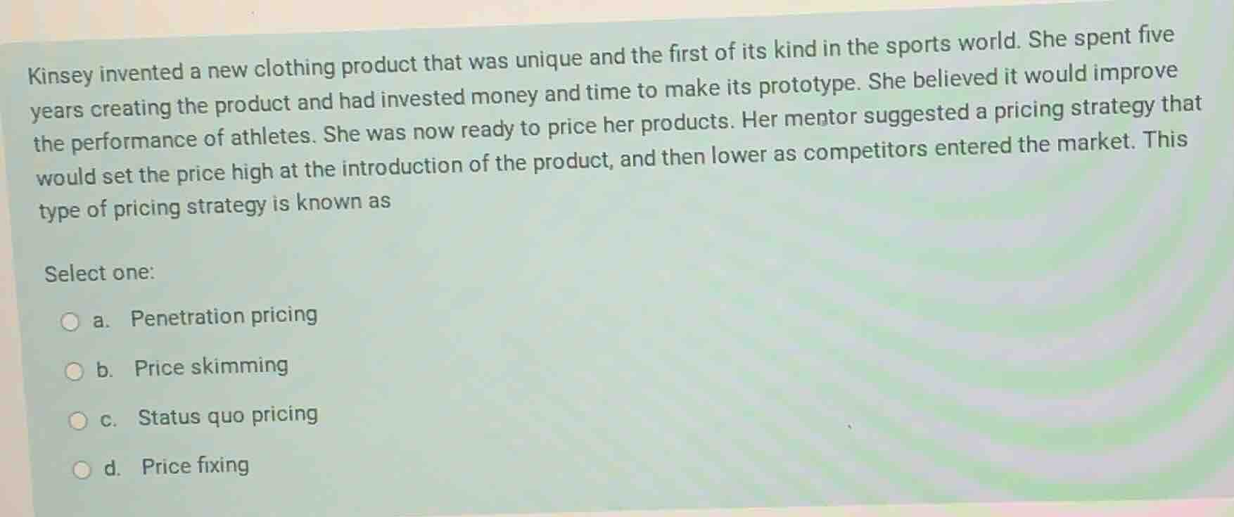kinsey invented a new clothing product that was unique and the first of…