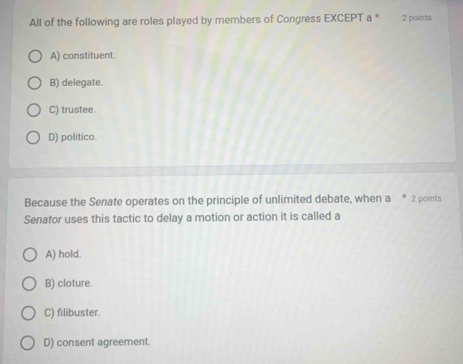 all of the following are roles played by members of congress except a *…