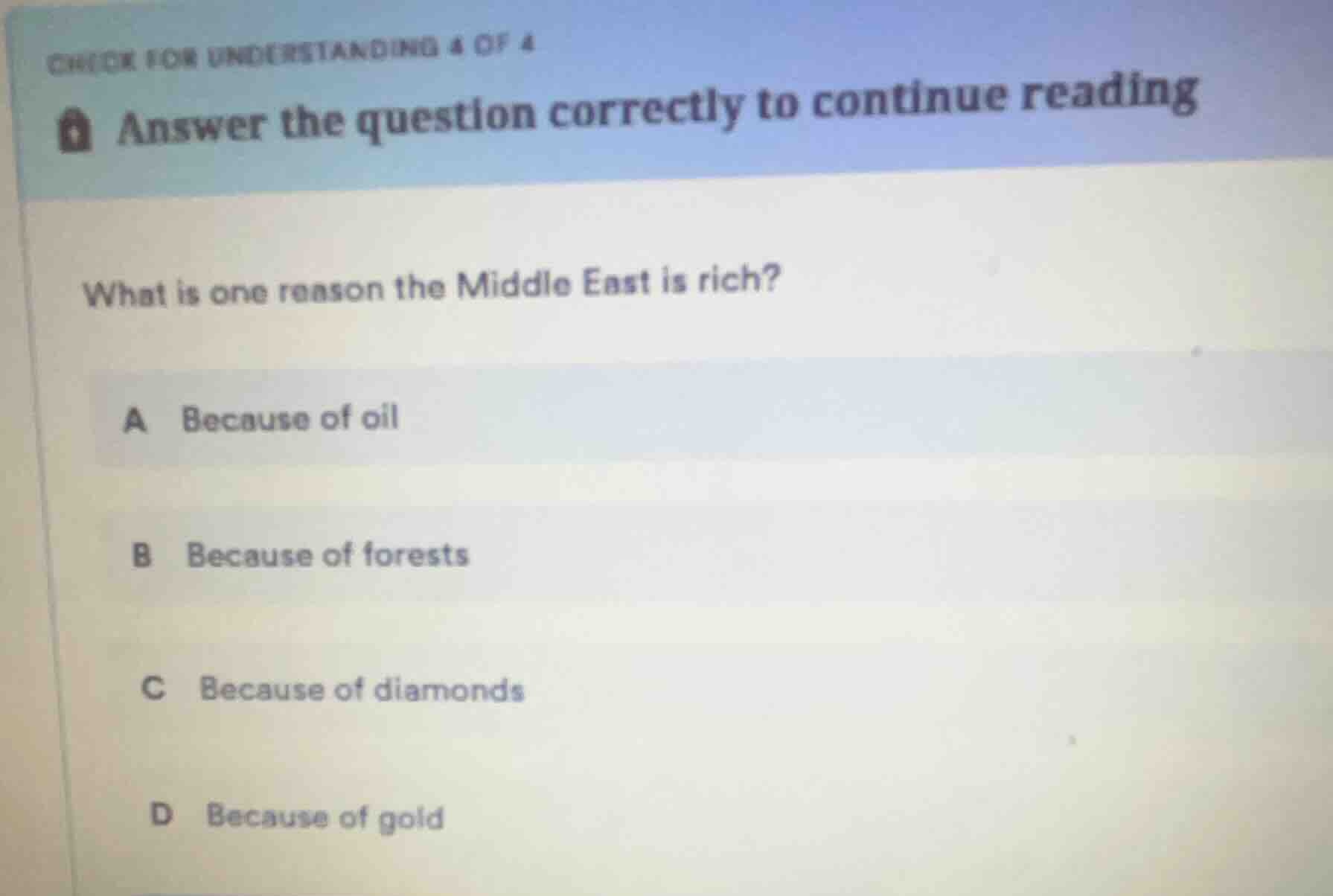check for understanding 4 of 4 answer the question correctly to continu…