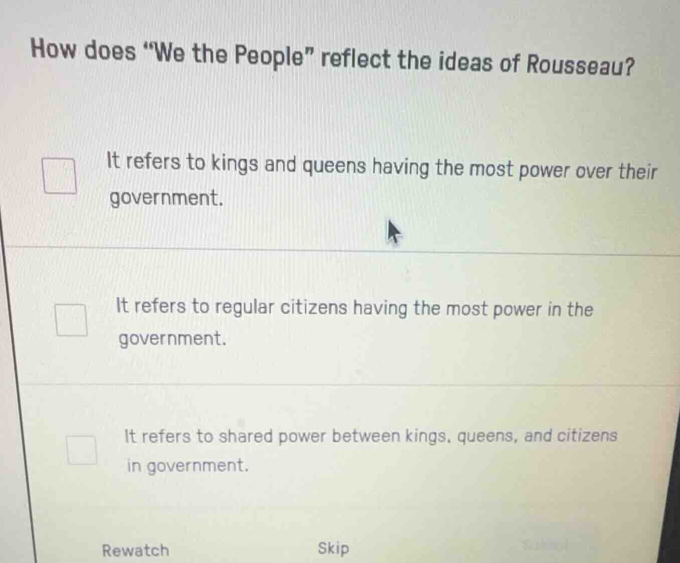 how does \we the people\ reflect the ideas of rousseau? it refers to ki…