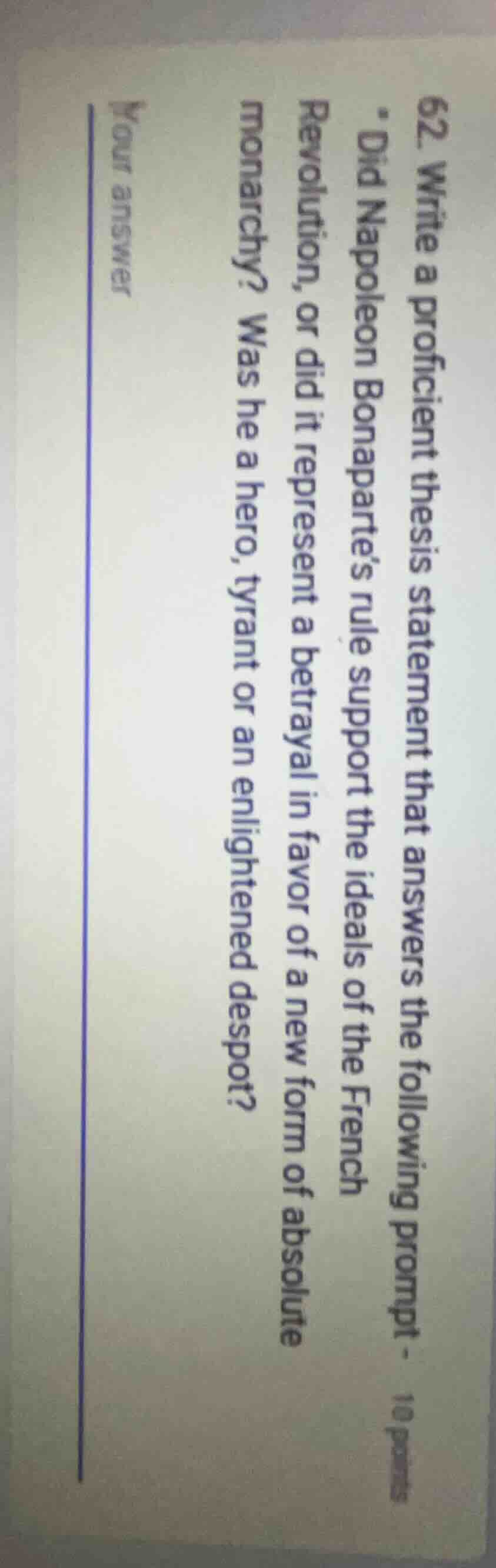 62. write a proficient thesis statement that answers the following prom…