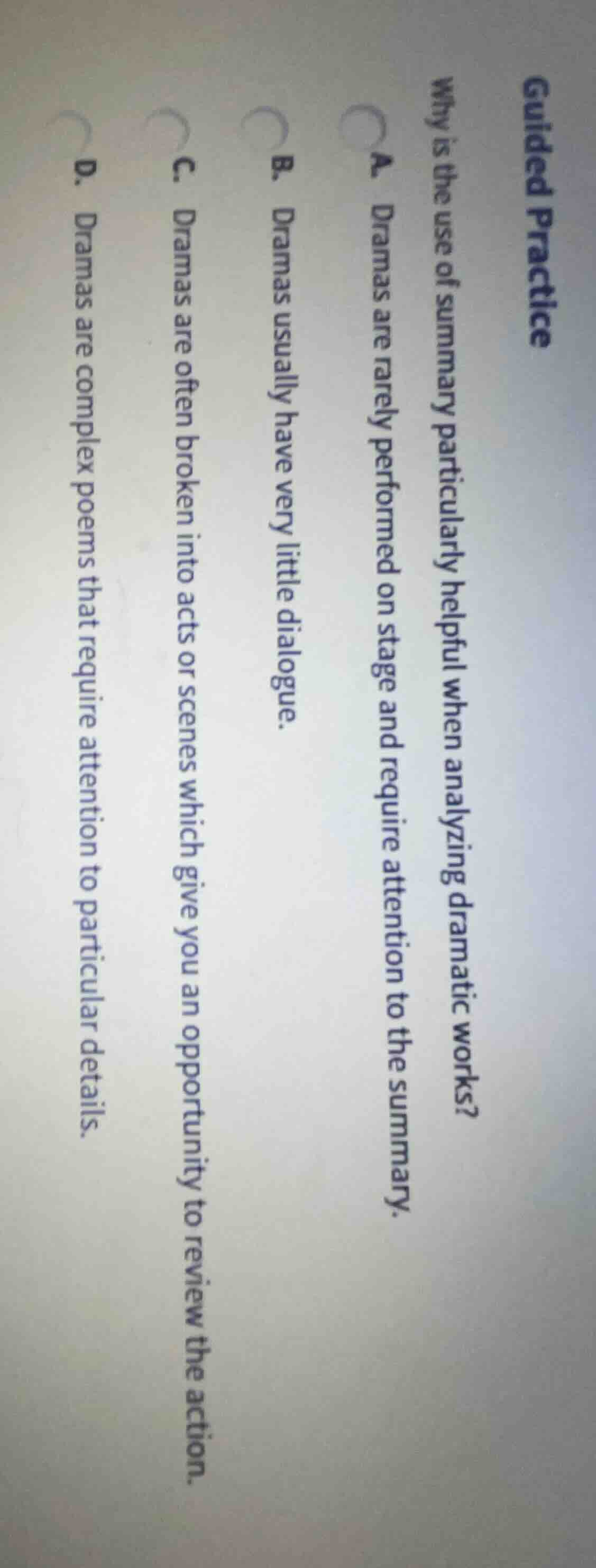 guided practice why is the use of summary particularly helpful when ana…