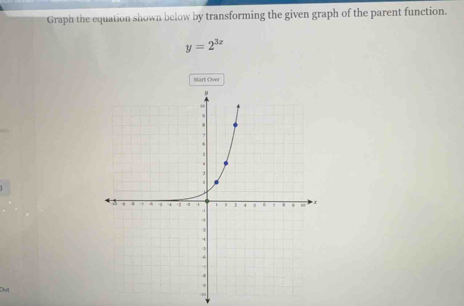 graph the equation shown below by transforming the given graph of the p…