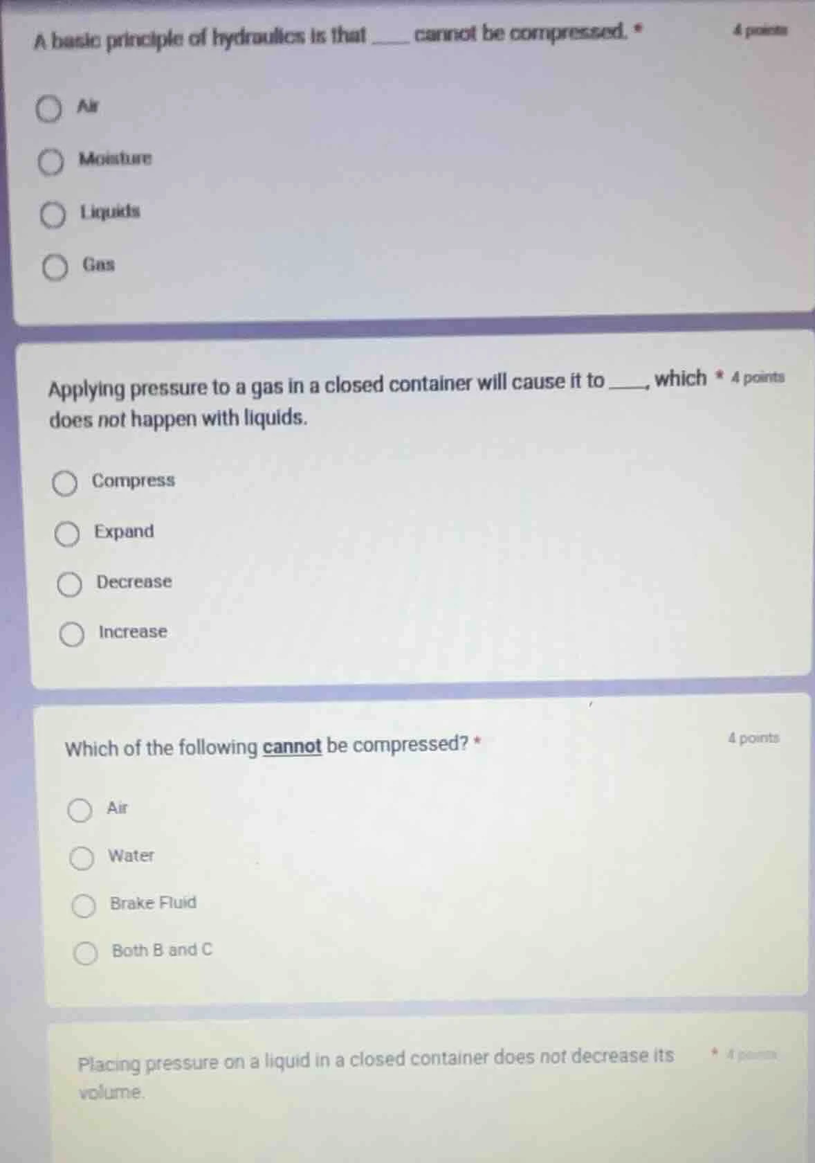 a basic principle of hydraulics is that ____ cannot be compressed. opti…