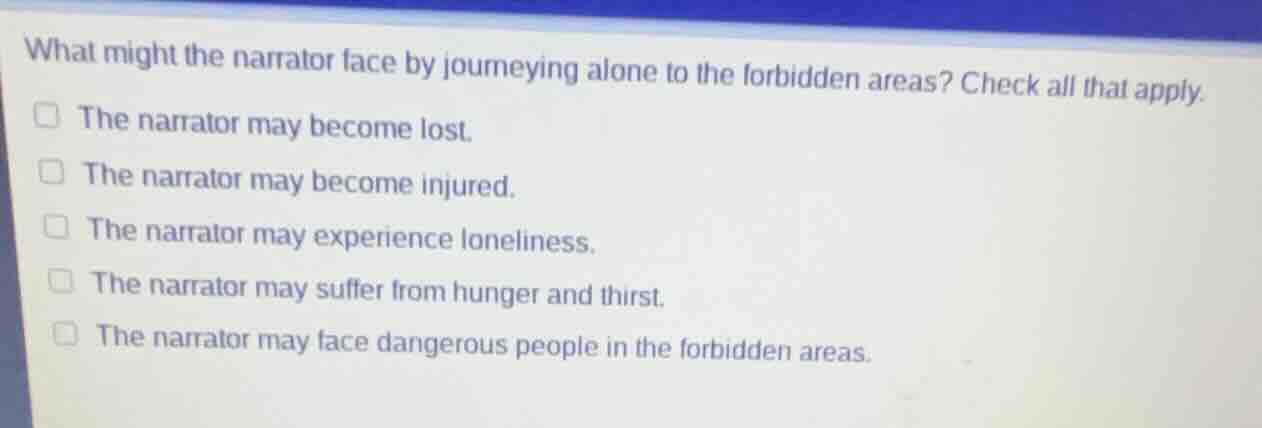 what might the narrator face by journeying alone to the forbidden areas…