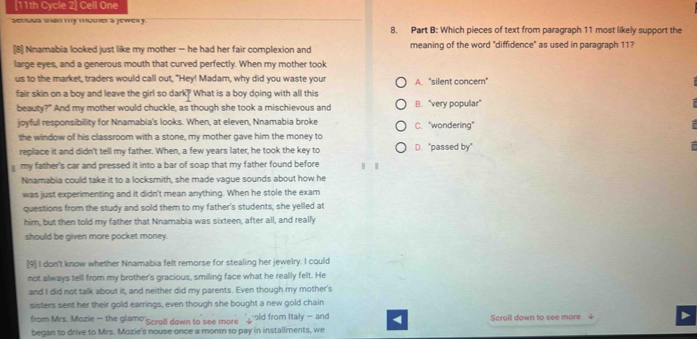 8. part b: which pieces of text from paragraph 11 most likely support t…