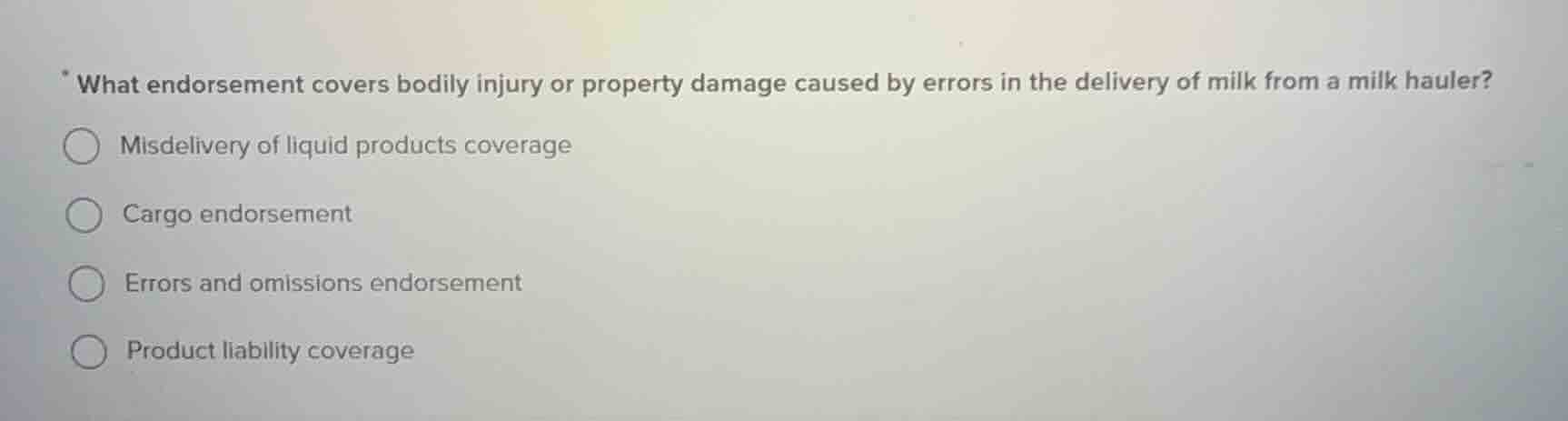 what endorsement covers bodily injury or property damage caused by erro…