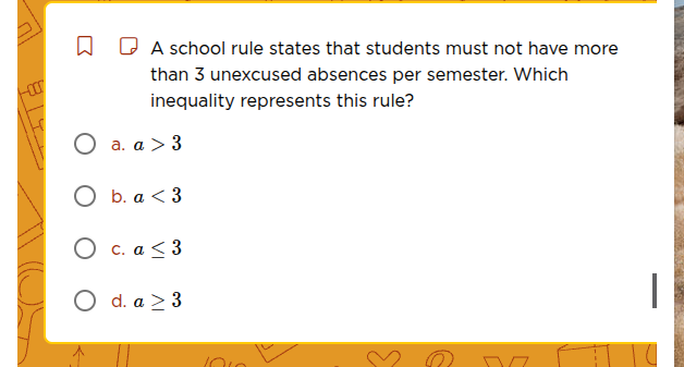 a school rule states that students must not have more than 3 unexcused …