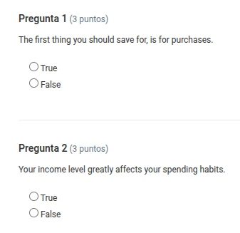 pregunta 1 (3 puntos) the first thing you should save for, is for purch…